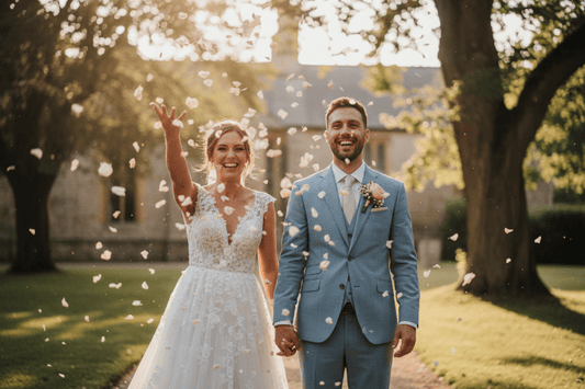 Petal toss at summer wedding with freeze-dried rose and hydrangea petals – Prime Petal Company