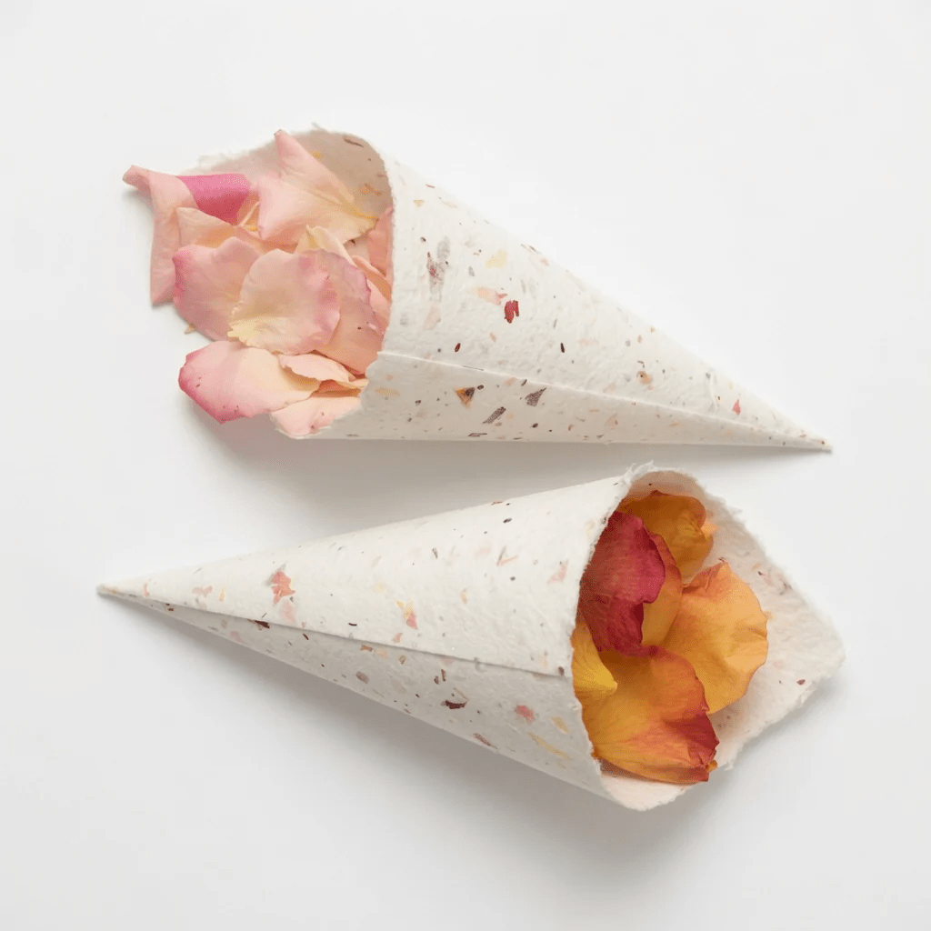 Handmade seed-embedded petal cones filled with rose petals – Prime Petal Compan