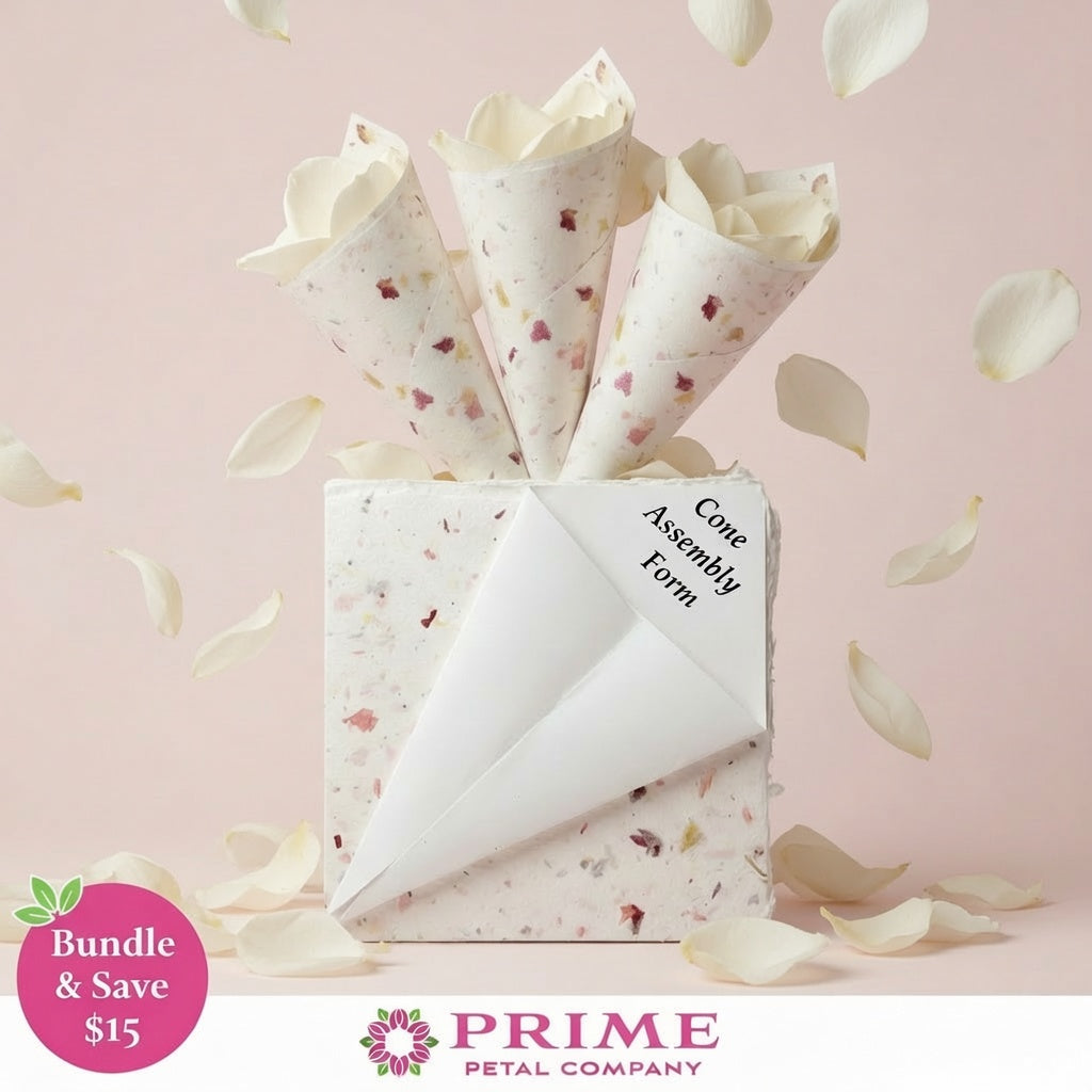 Ivory Rose Complete Wedding Petal Kit – 25 Cups Petals & 20 Cones
