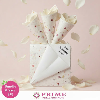 Ivory Rose Complete Wedding Petal Kit – 25 Cups Petals & 20 Cones