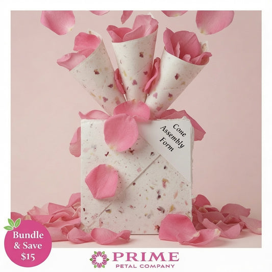Pink Rose Complete Wedding Petal Kit – 25 Cups Petals & 20 Cones