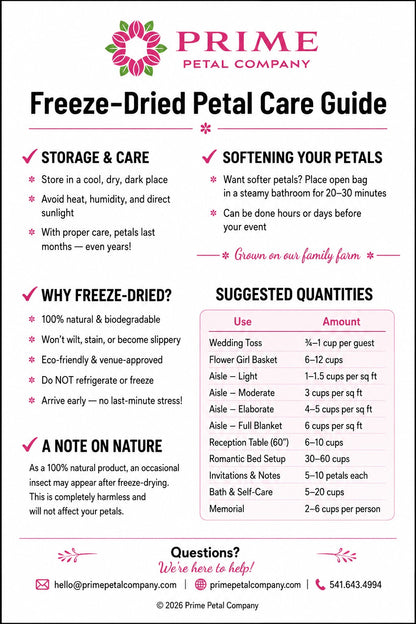 Freeze-dried wedding petal care and storage guide – Prime Petal Company