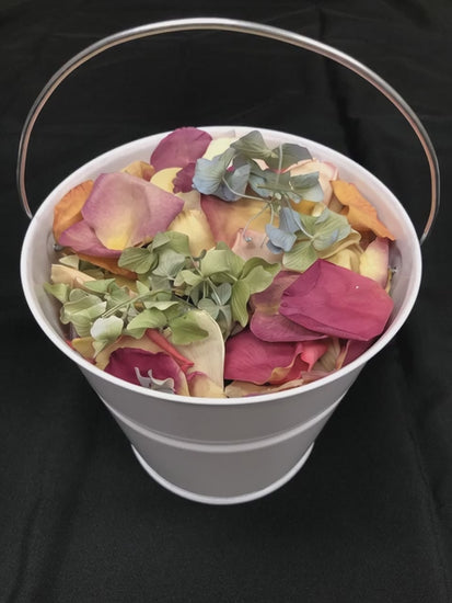 Flower girl petal pail with real rose petals for weddings – Prime Petal Company